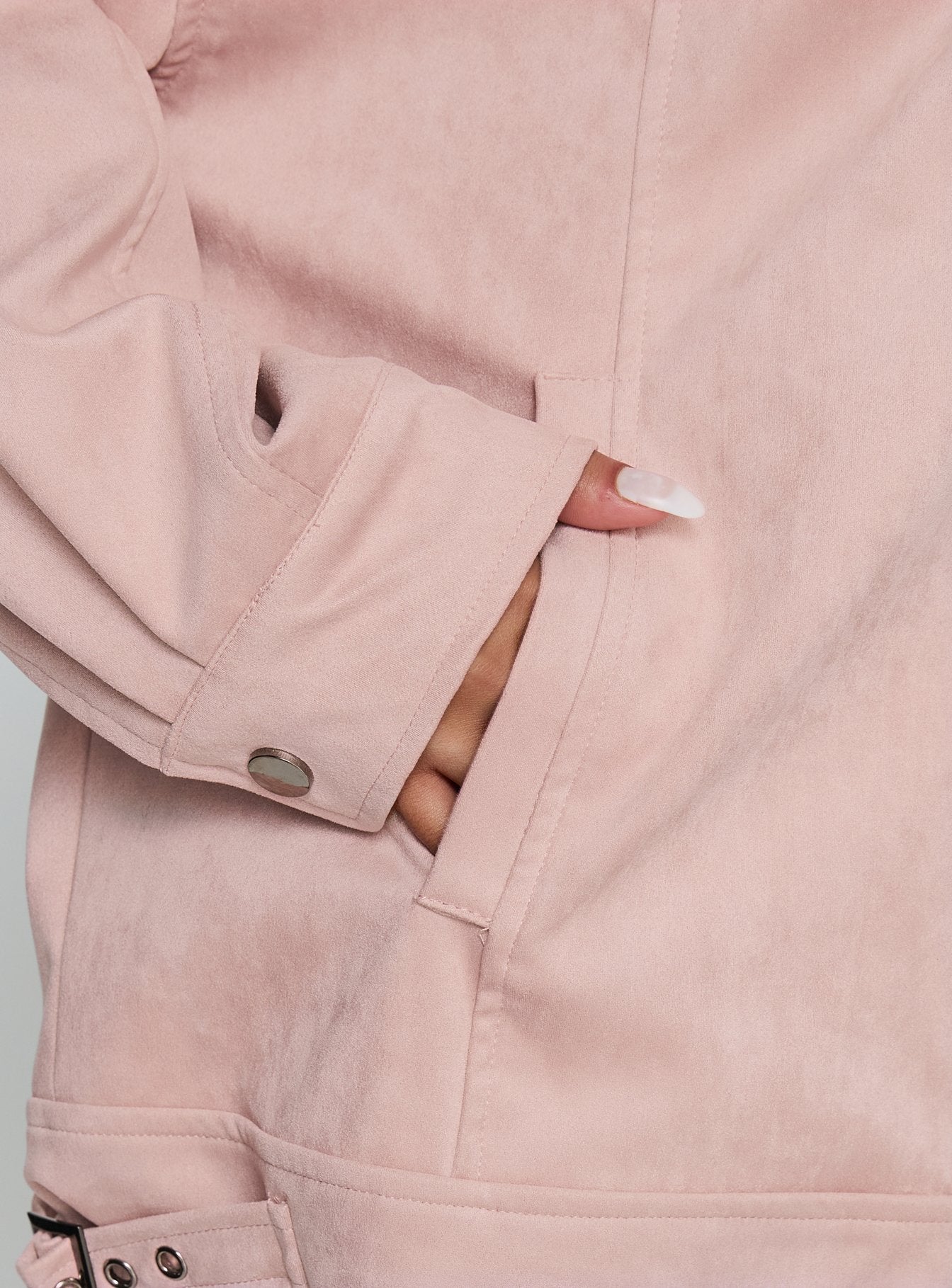 Goldsmith Faux Suede Bomber Jacket Pink