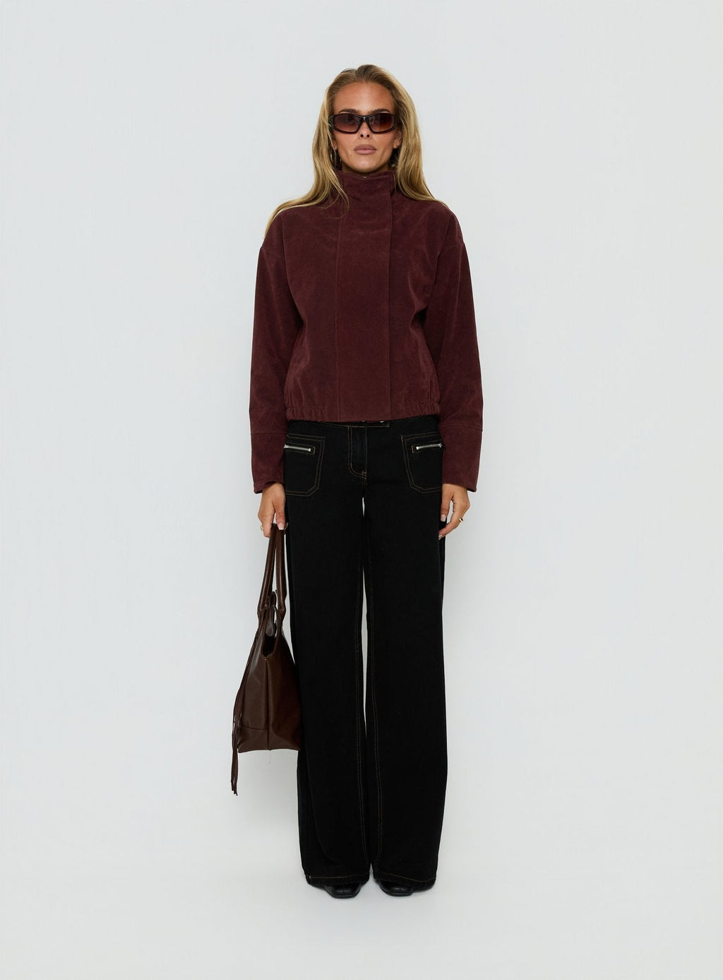 Tayne Funnel Neck Jacket Burgundy