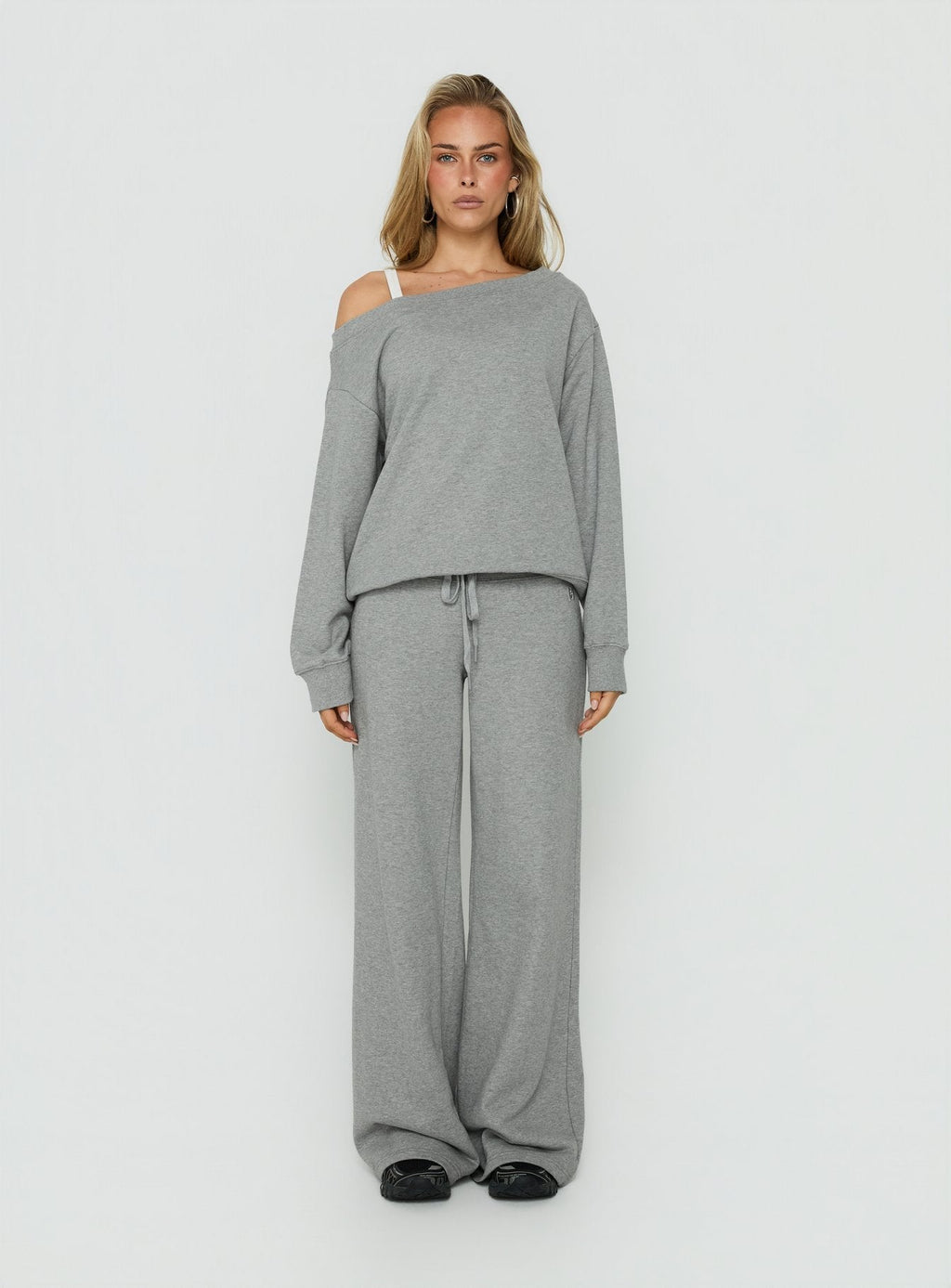 Dodie Wide Leg Pants Dark Grey Marle