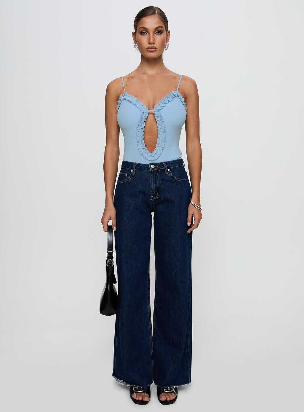 Rhyde Plunging Frill Bodysuit Blue