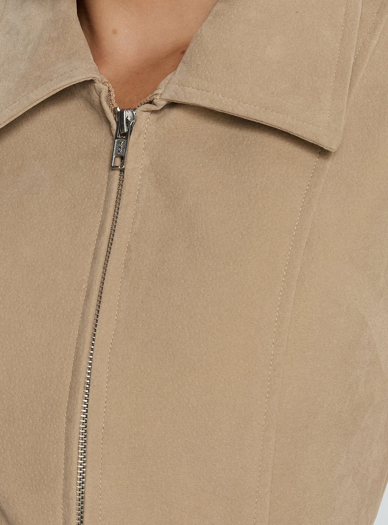 Ryzen Faux Suede Fitted Jacket Stone