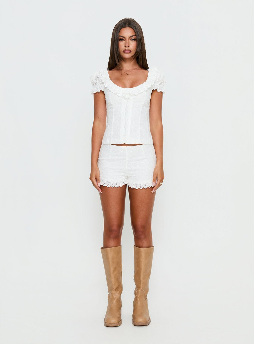 Caily Frill Shorts White