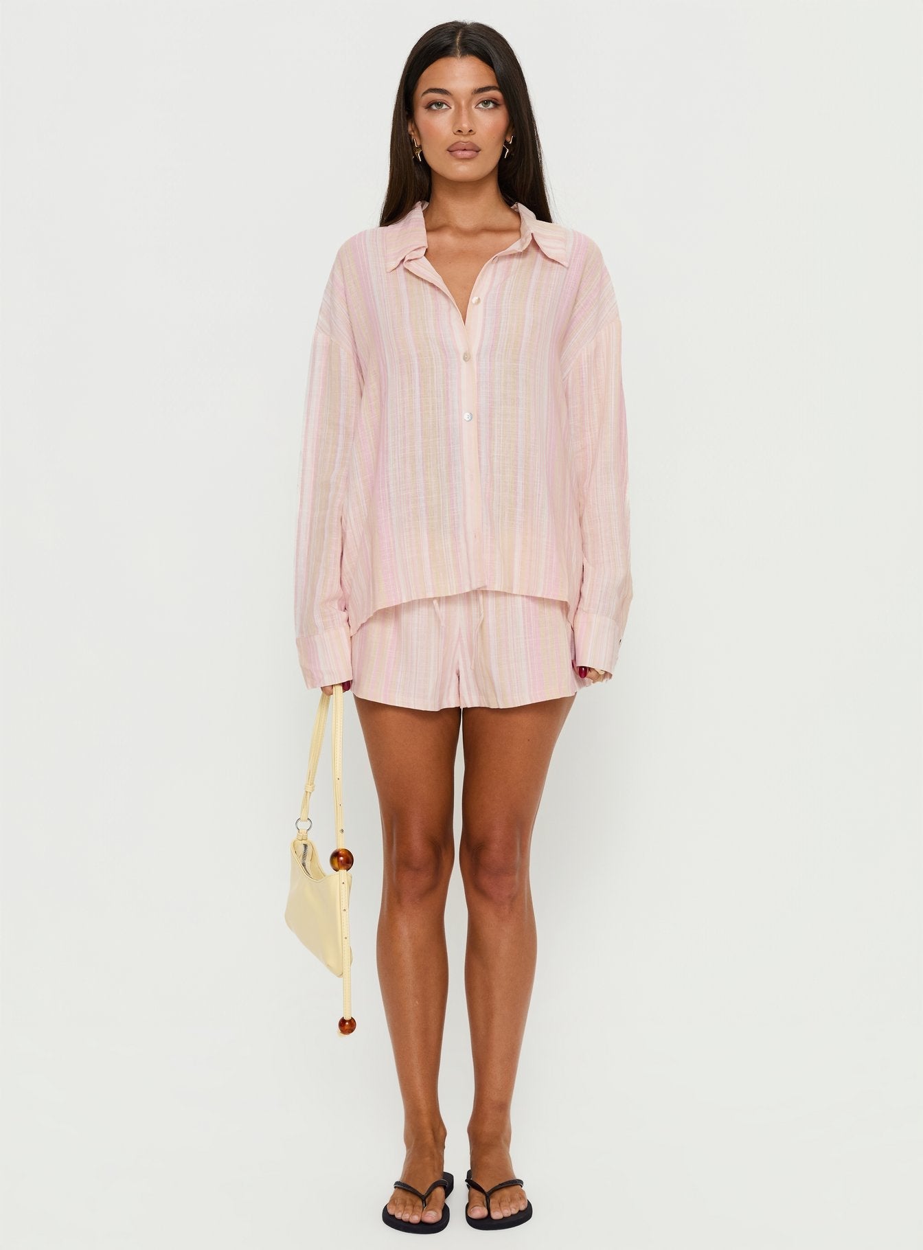 Opheliah Drawstring Shorts Pink Stripe