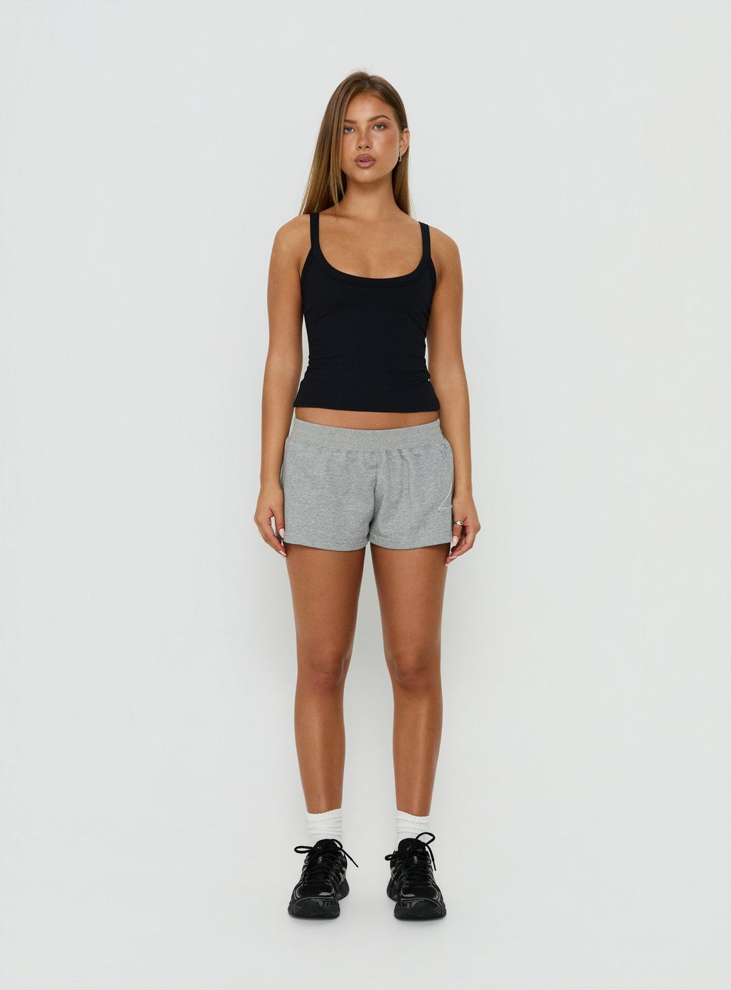 Kohdie Applique Fleece Micro Shorts Grey Marle