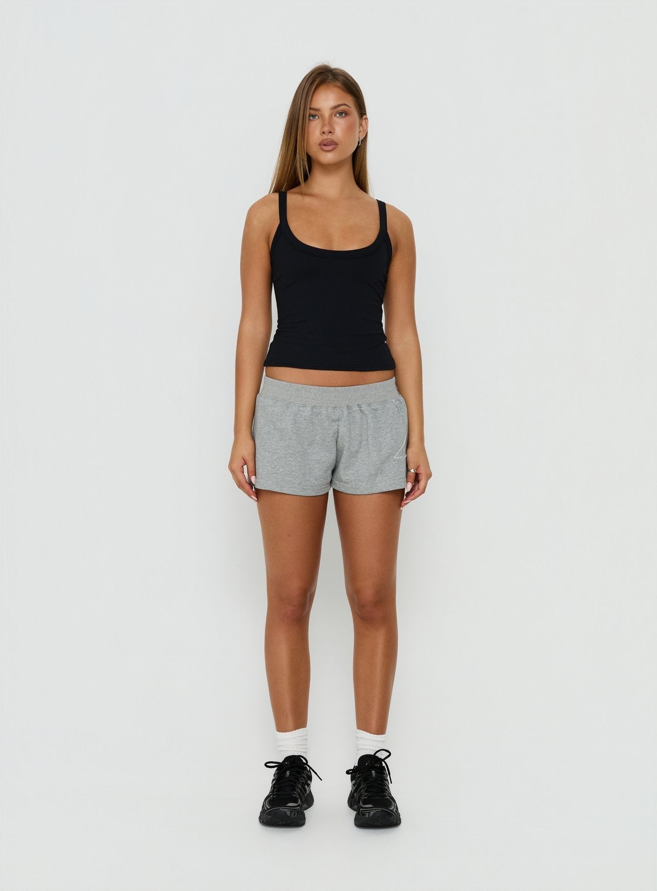 Kohdie Applique Fleece Micro Shorts Grey Marle