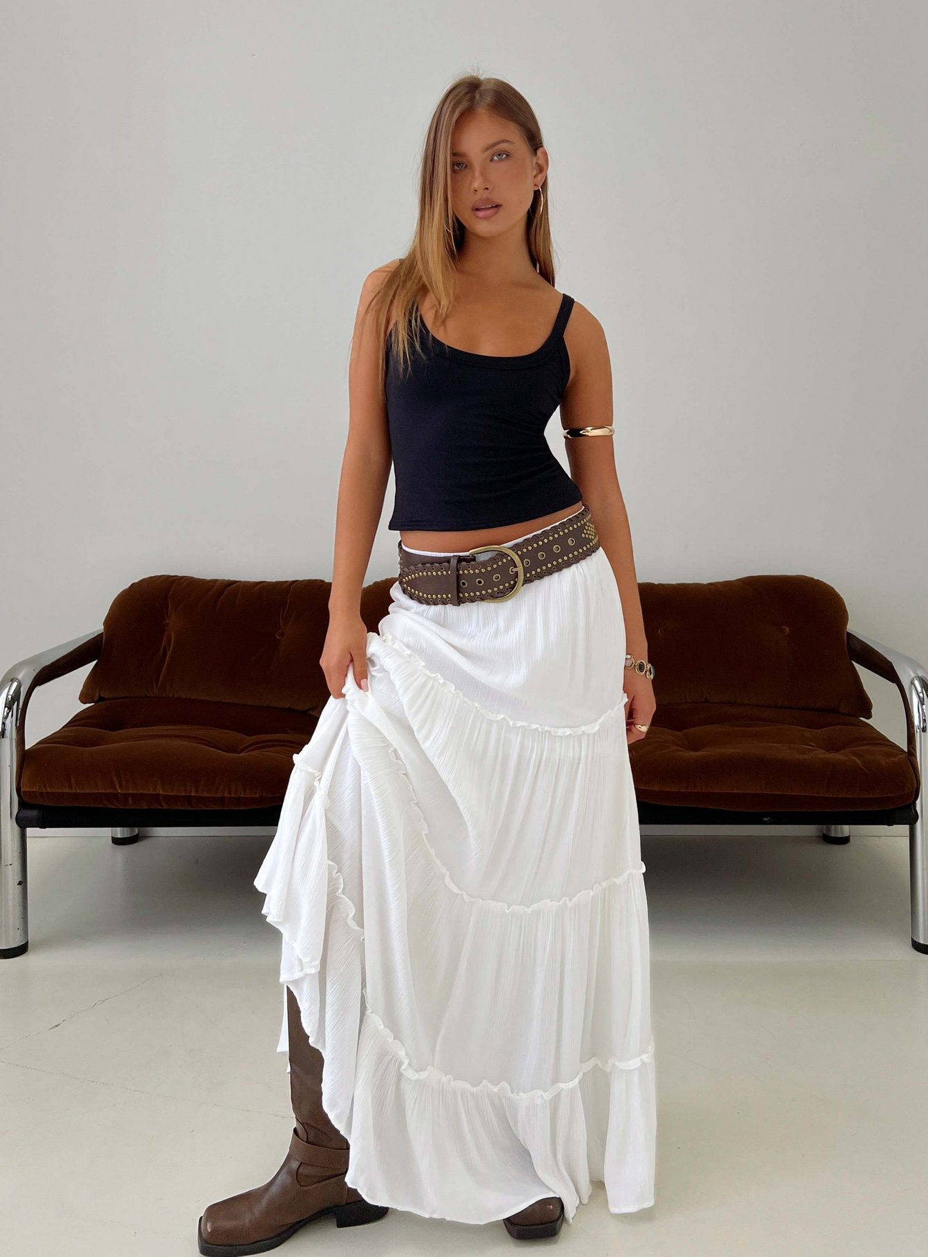 Miriah Maxi Skirt White Petite