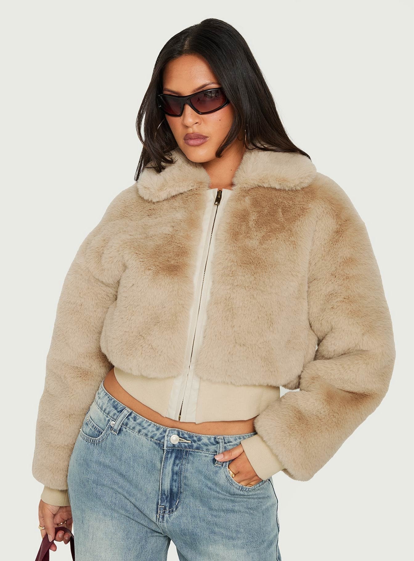 Drita Faux Fur Jacket Sand