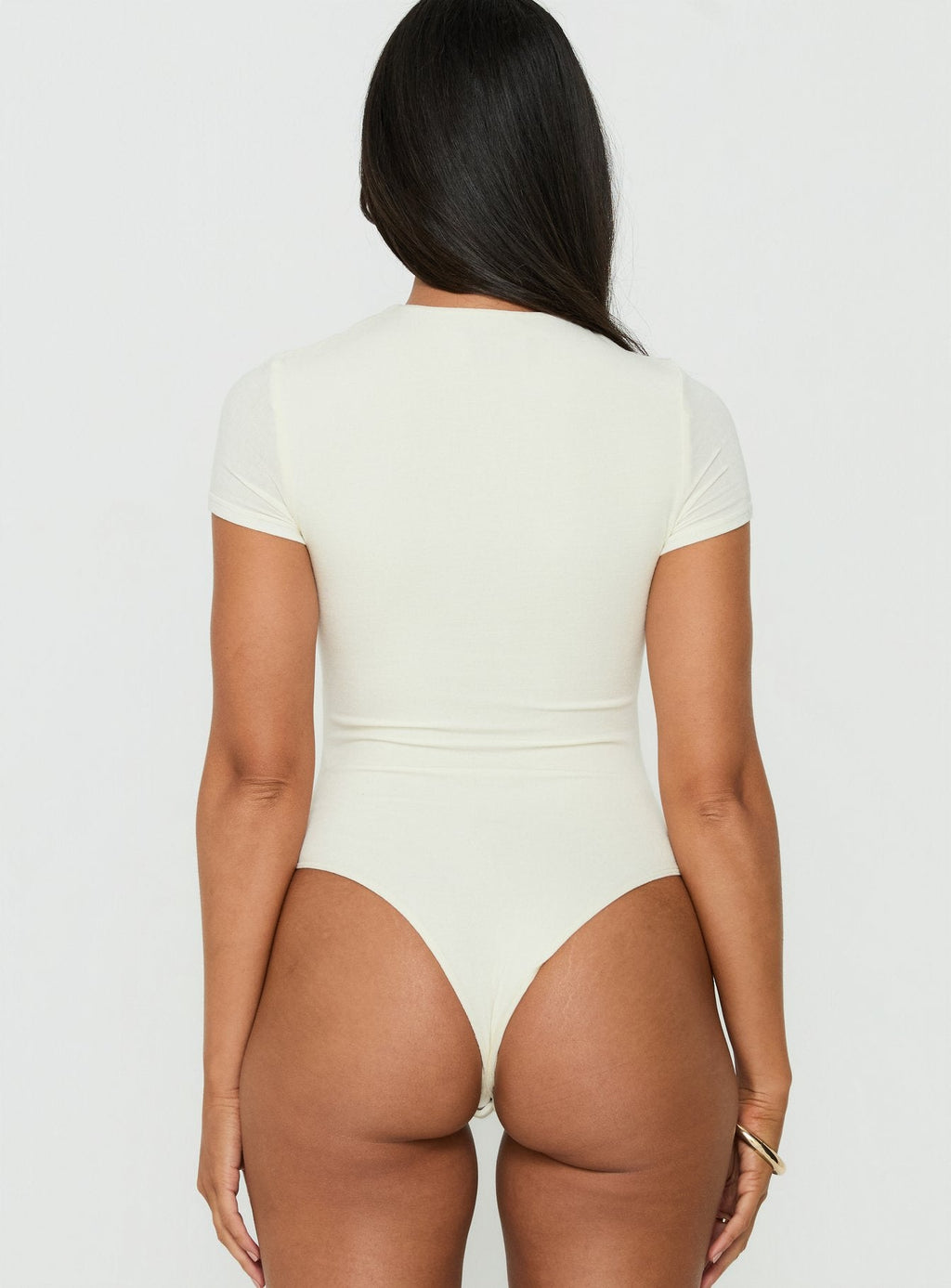 Odettea Cross Front Short Sleeve Bodysuit Cream