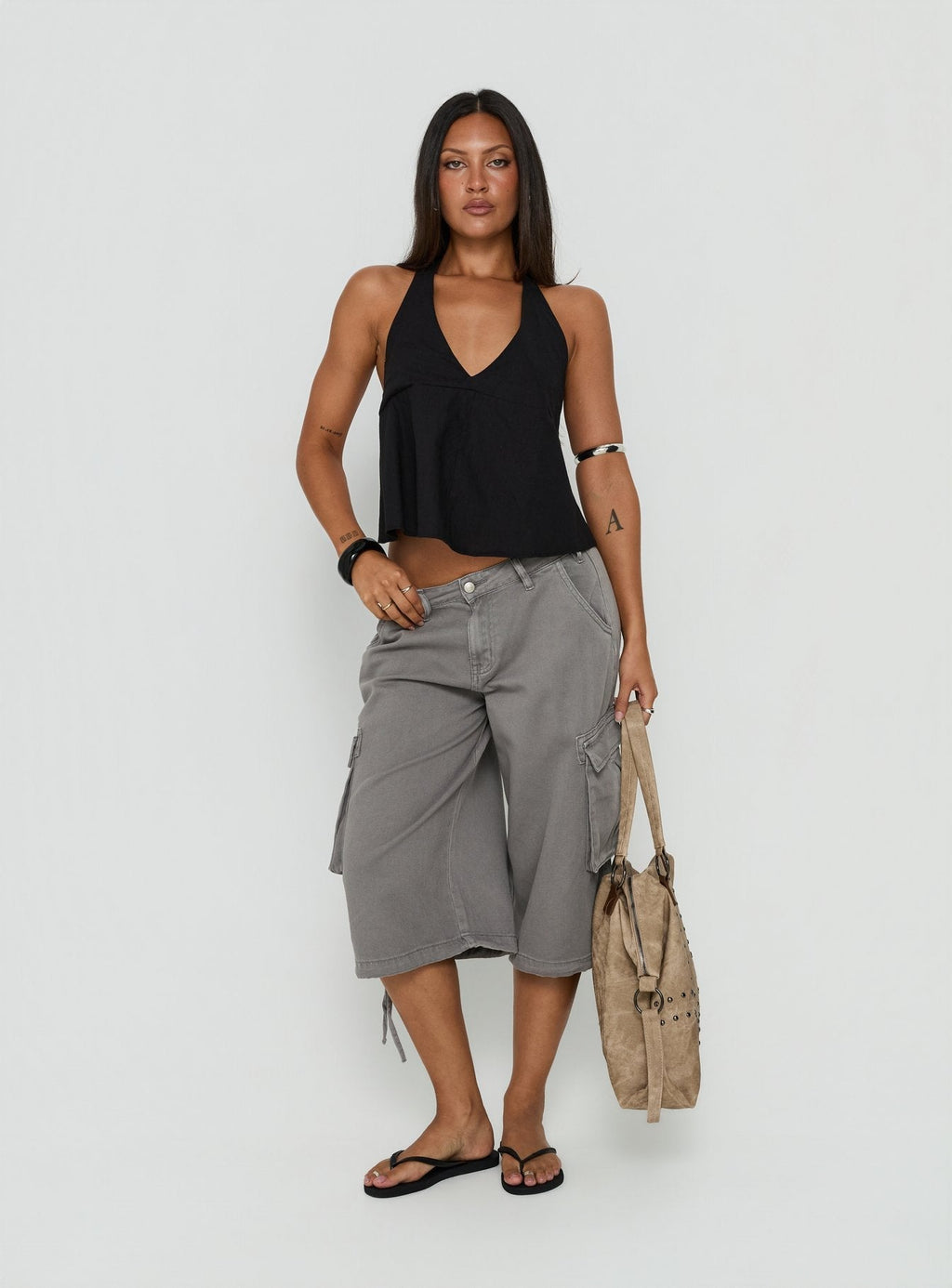 Hudsen Longline Cargo Shorts Charcoal