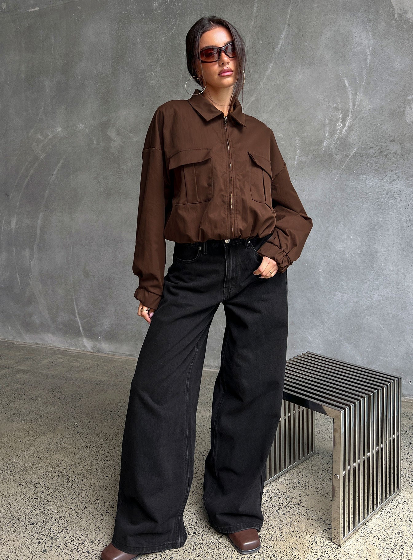 Right Time Bomber Jacket Chocolate