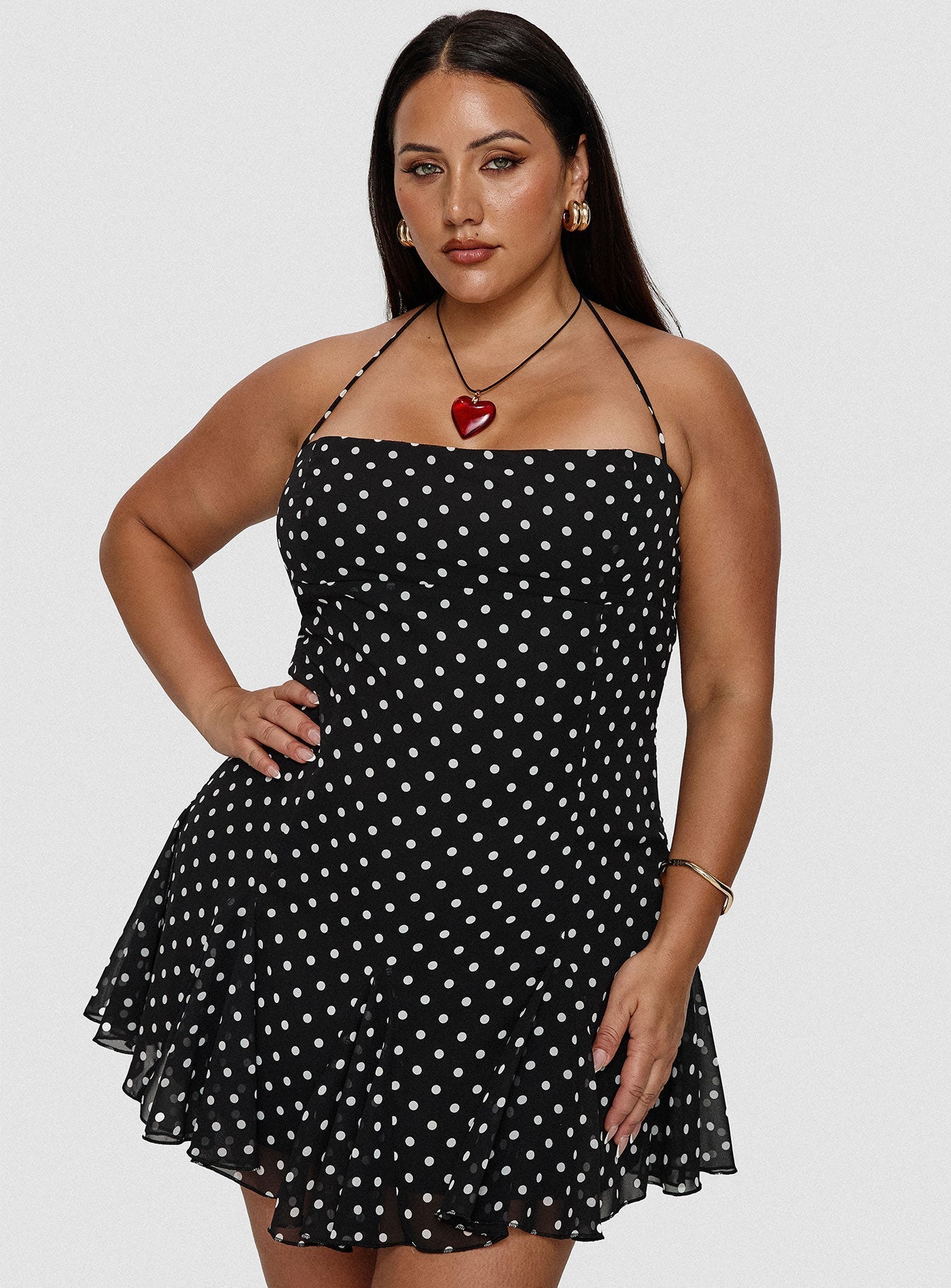Delamere Mini Dress Black / White Polka Dot Curve