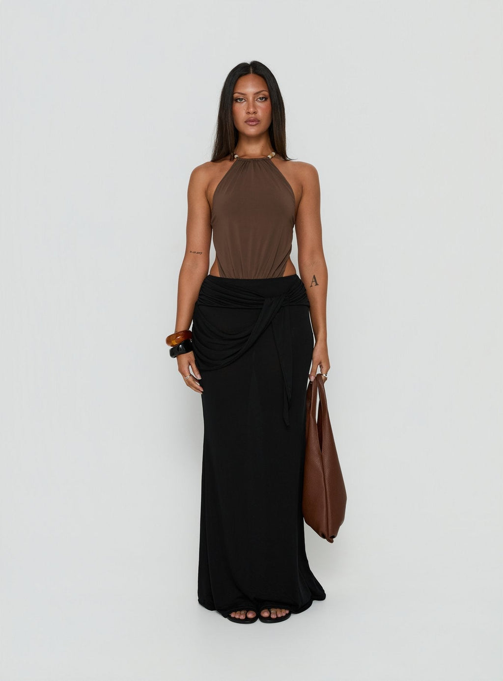 Noree Bead Detail Bodysuit Mocha