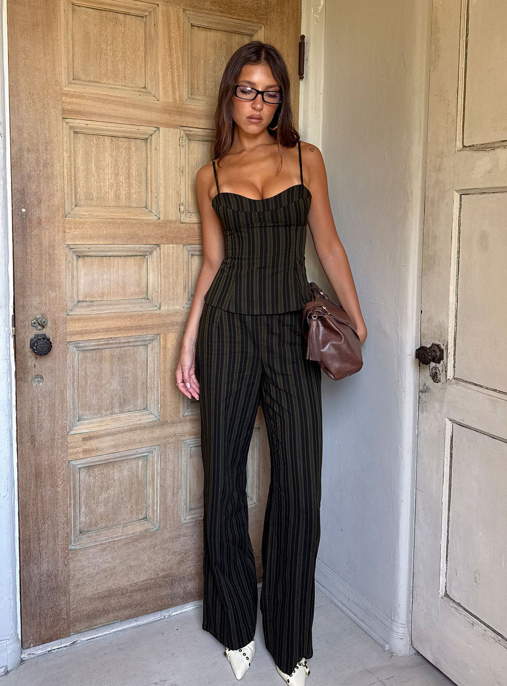 Kierstyn Corset Set Black Stripe Petite