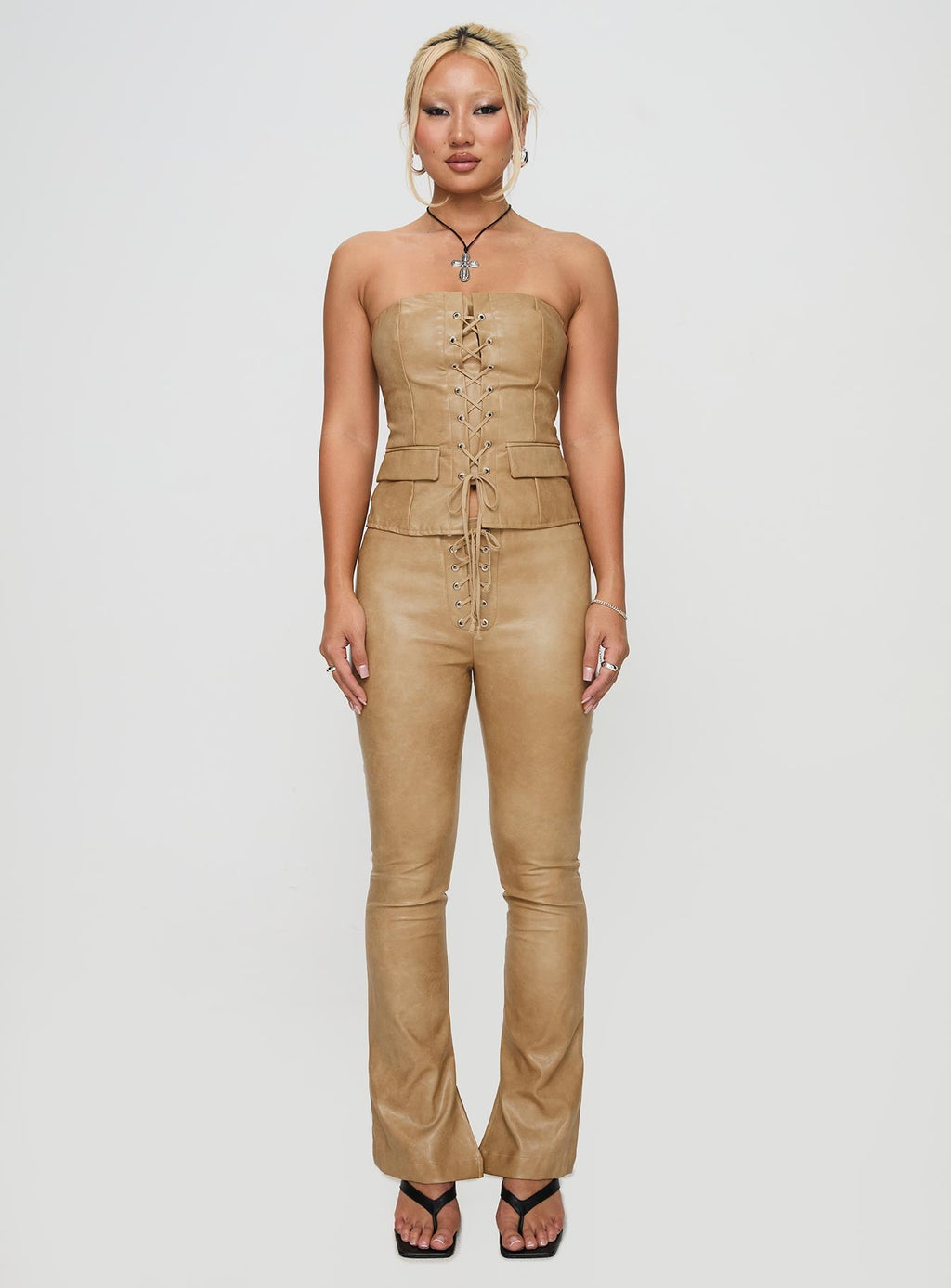 Roddie Lace Up Pants Brown