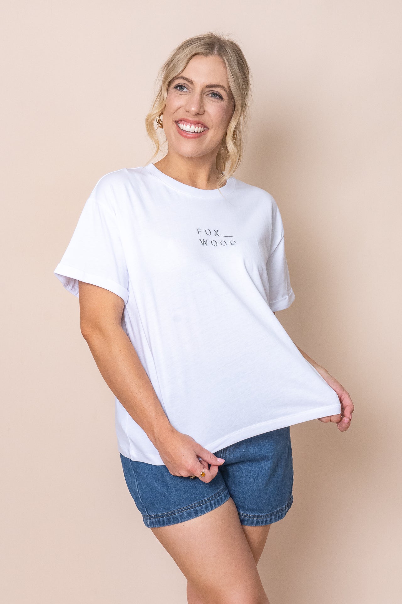 Huntleigh O/S Tee in White - Foxwood