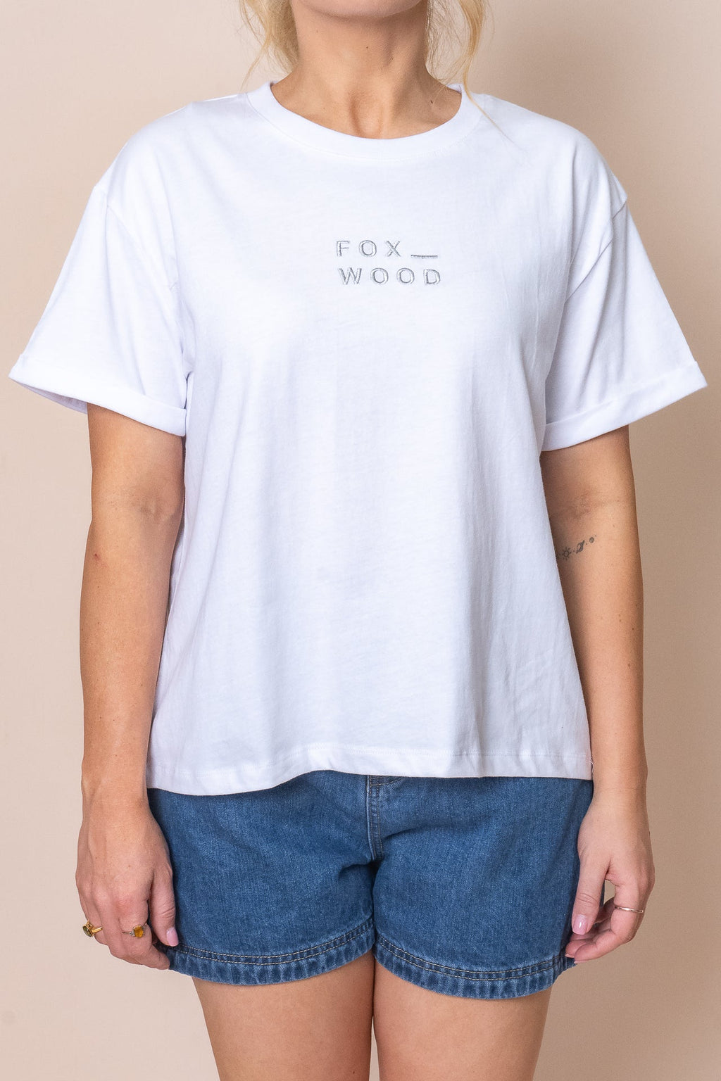 Huntleigh O/S Tee in White - Foxwood
