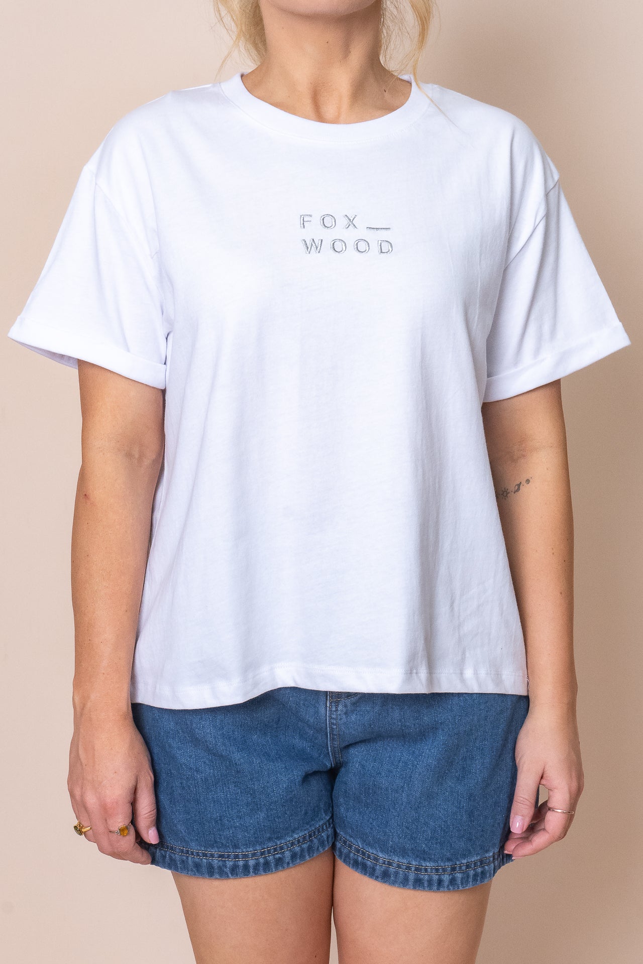 Huntleigh O/S Tee in White - Foxwood