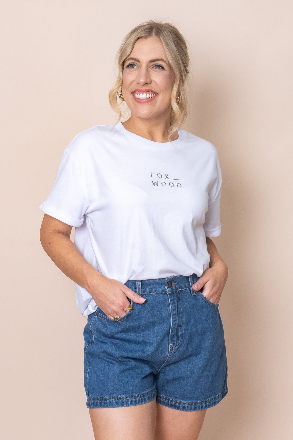 Huntleigh O/S Tee in White - Foxwood