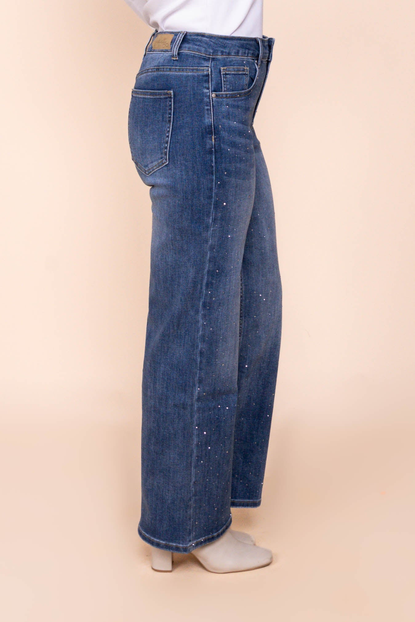 Regina Wide Leg Diamante Jeans in Denim