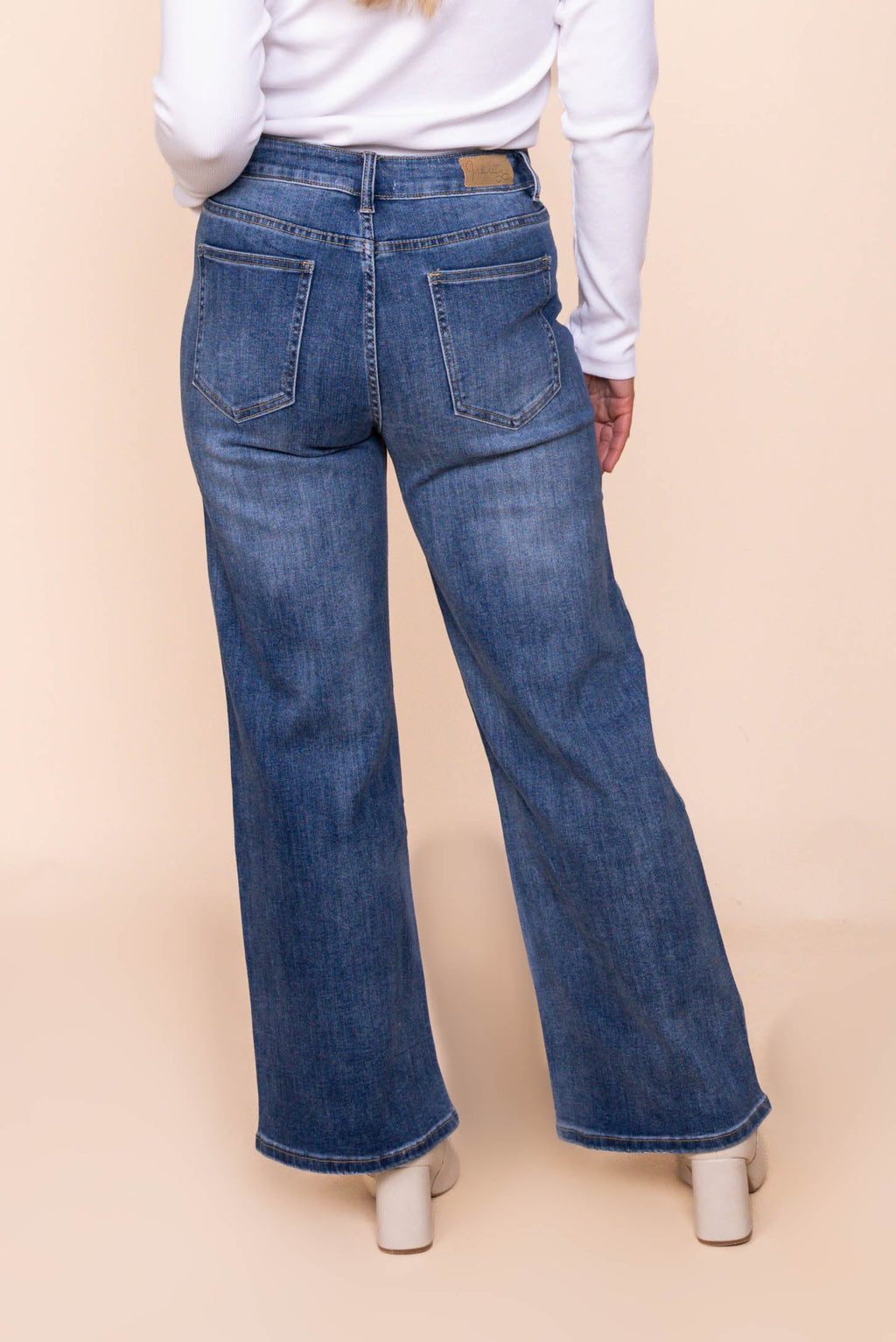 Regina Wide Leg Diamante Jeans in Denim