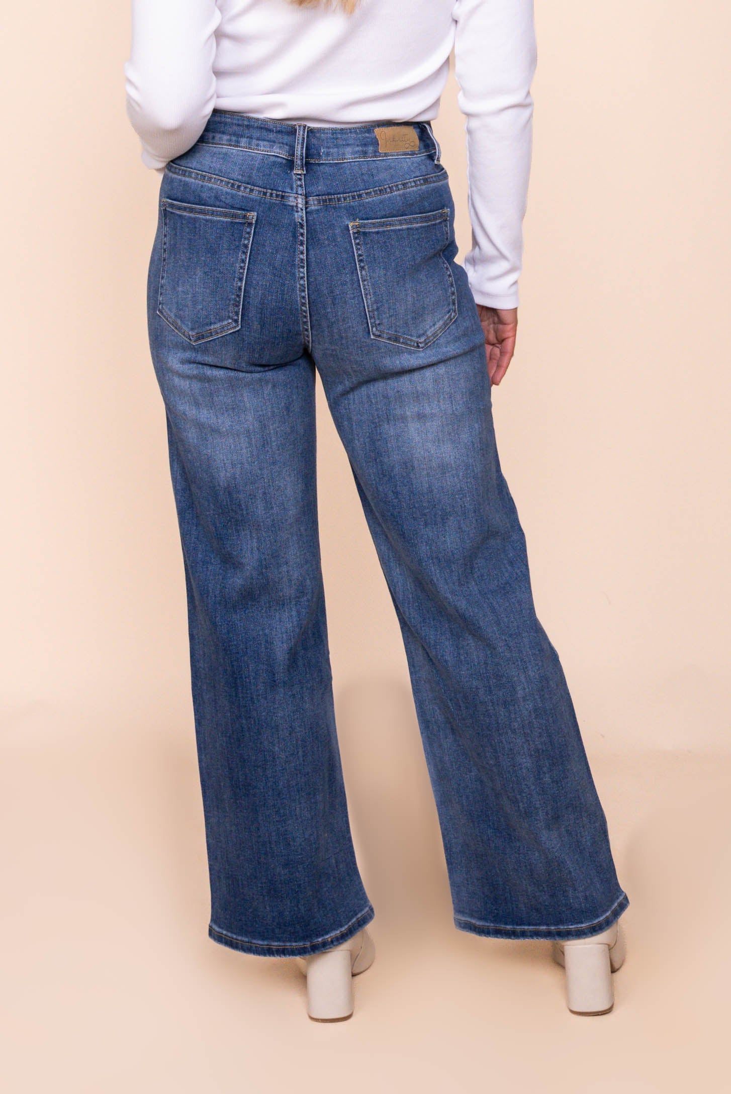 Regina Wide Leg Diamante Jeans in Denim