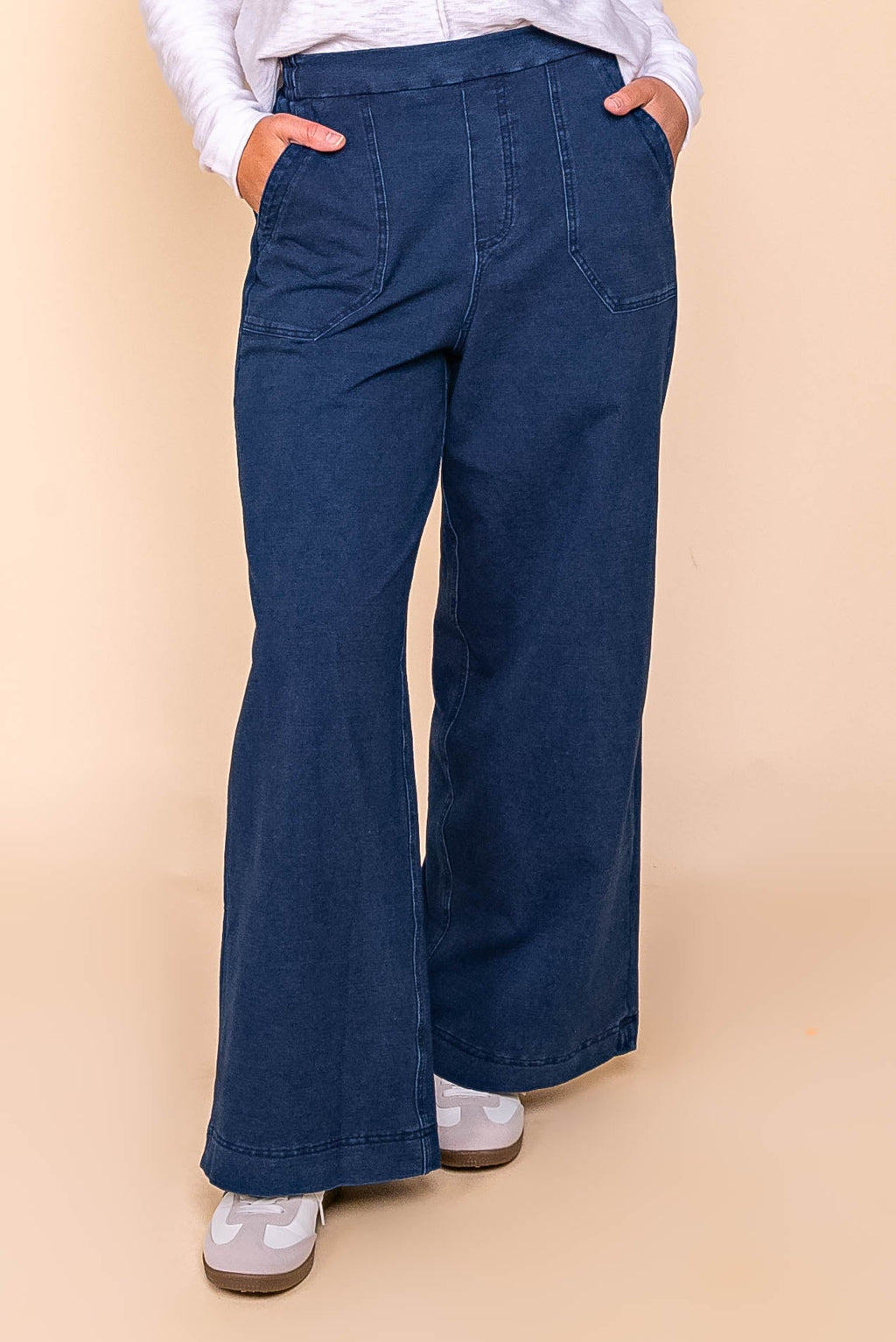 Refaeli Stretch Denim Pants in Dark Blue