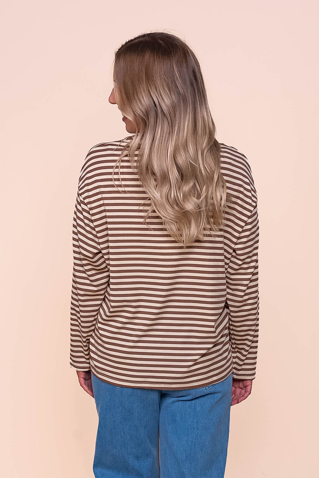 Dolcie L/S Stripe Tee in Mocha