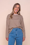 Dolcie L/S Stripe Tee in Mocha