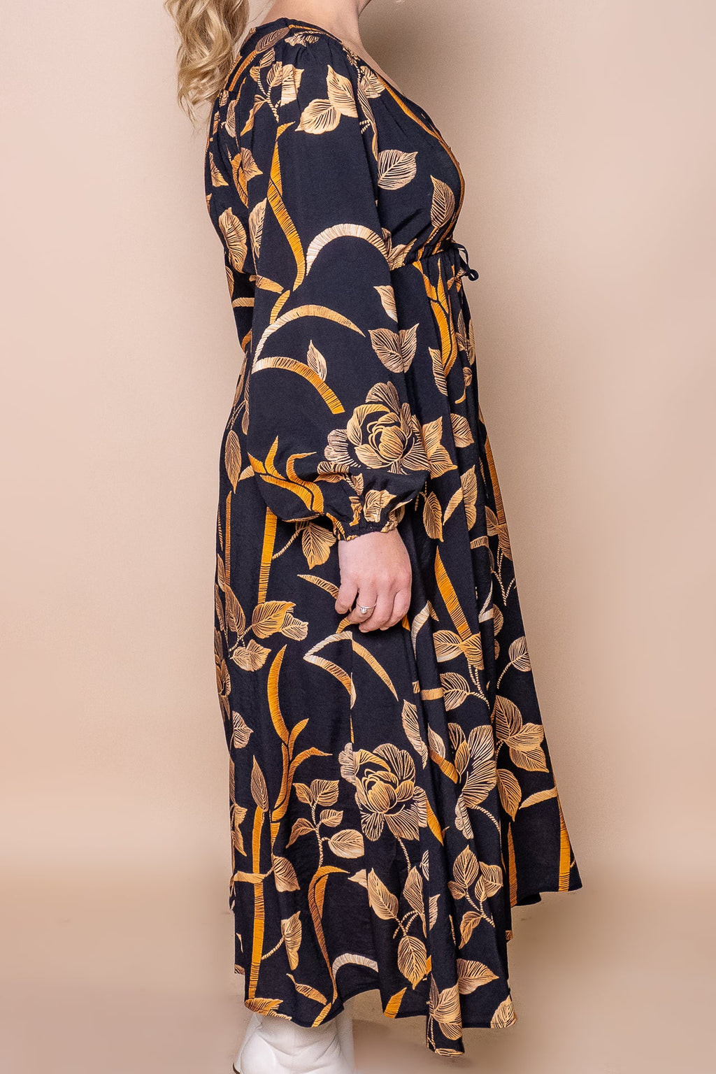 Julia Floral Maxi Dress in Black