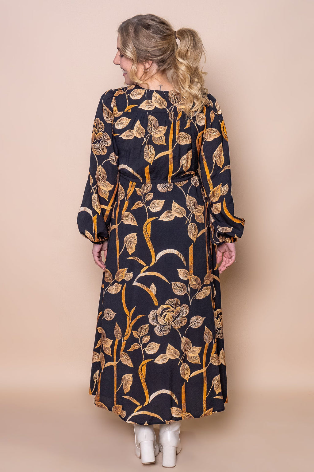 Julia Floral Maxi Dress in Black
