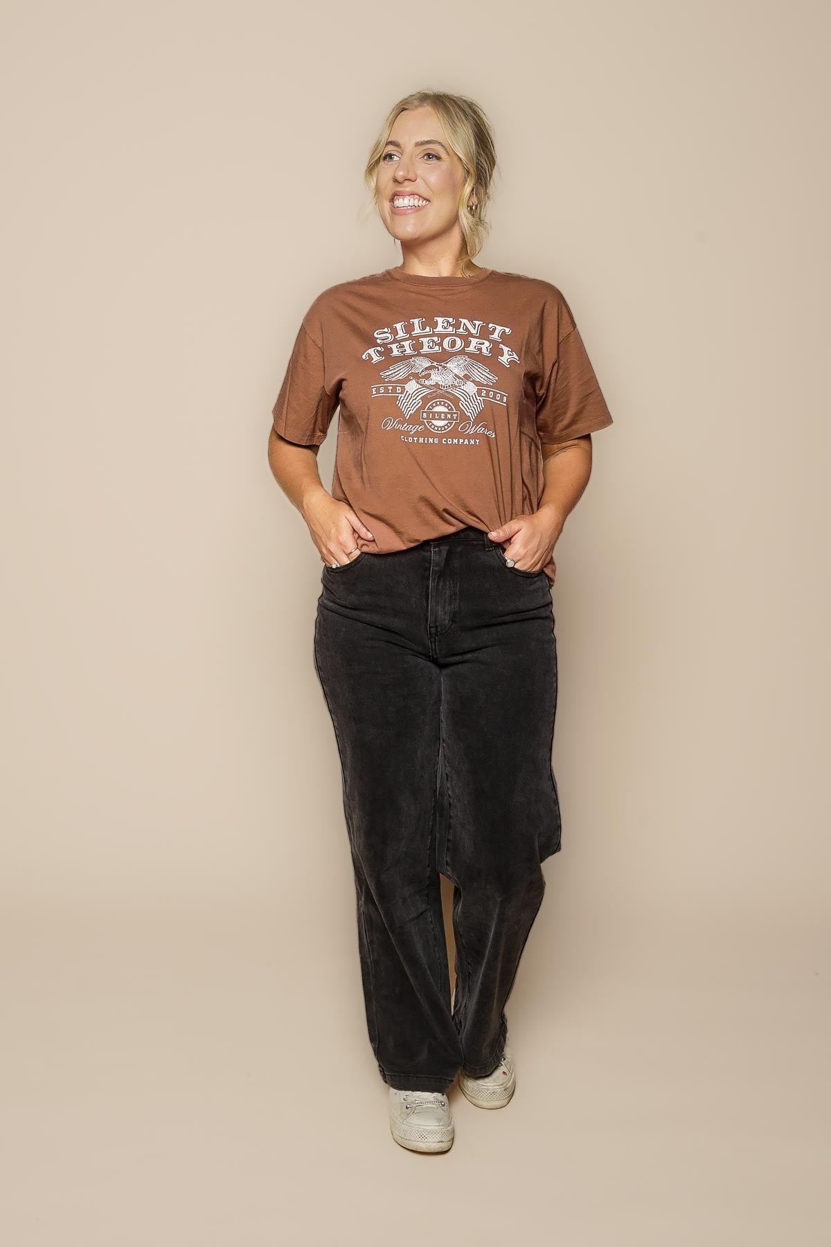 Jacqui Wide Leg Jeans in Washed Black - All About Eve