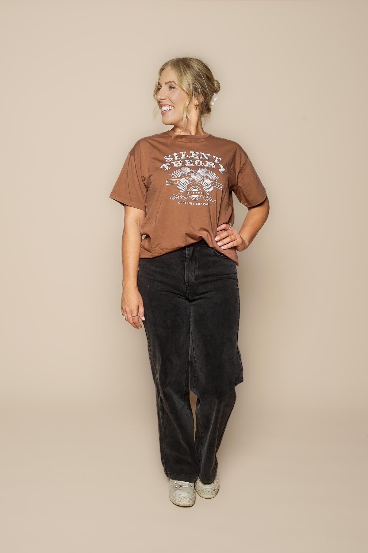 Jacqui Wide Leg Jeans in Washed Black - All About Eve