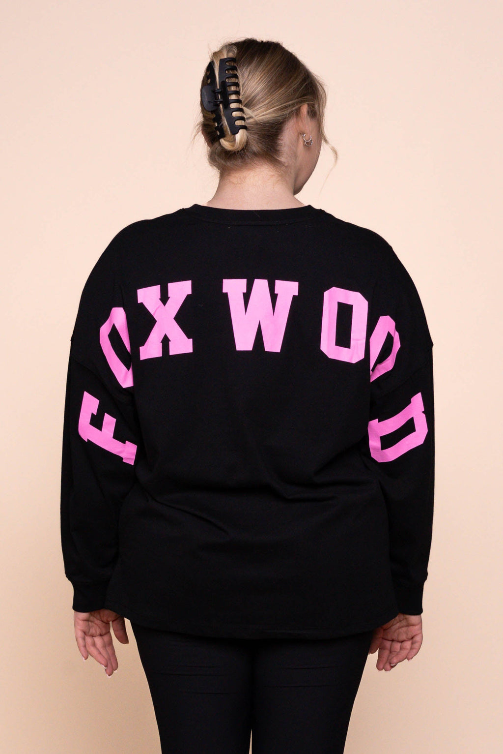Interval Long Sleeve Top in Black/Neon Pink - Foxwood