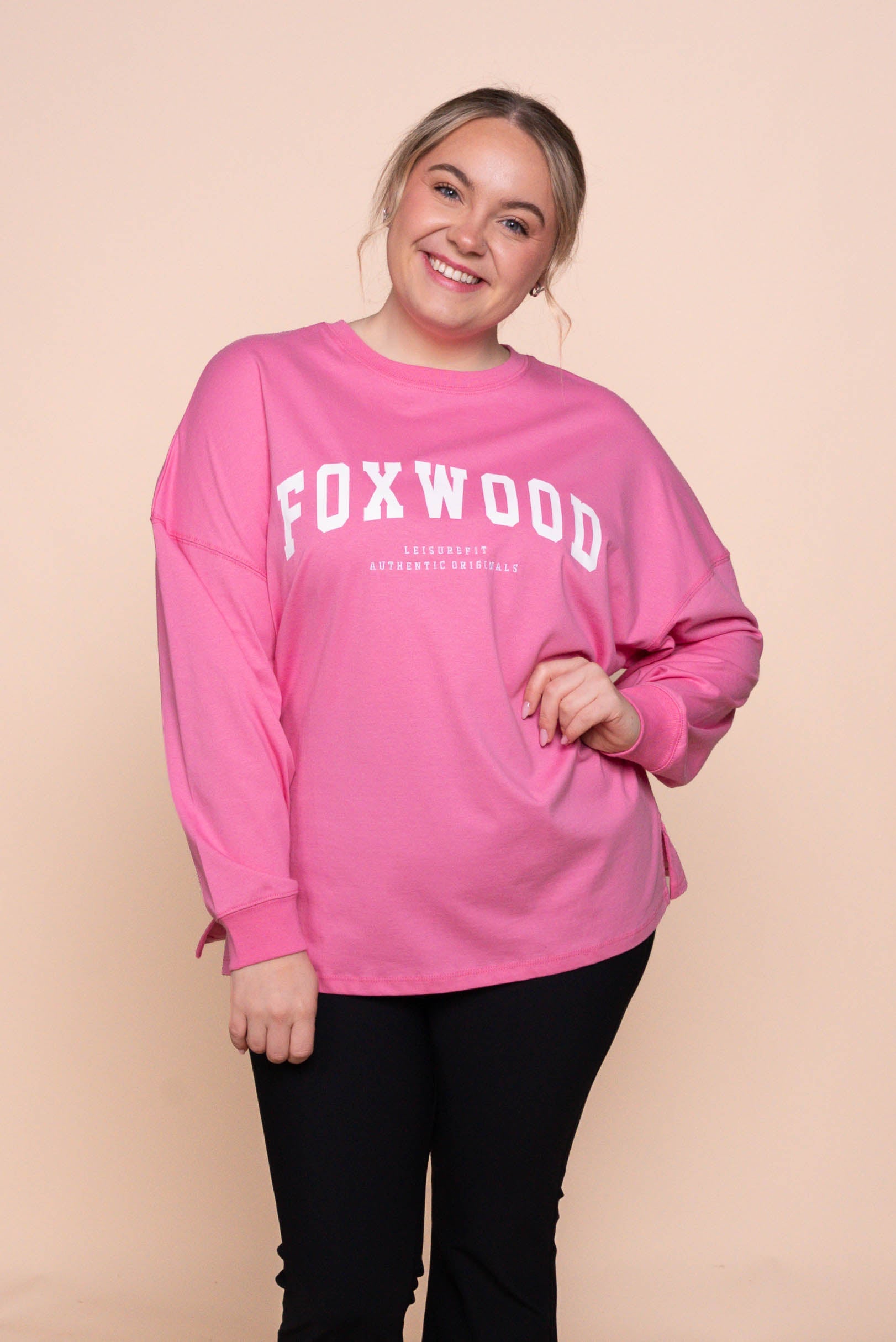 Interval Long Sleeve Top in Bubblegum Pink/White - Foxwood