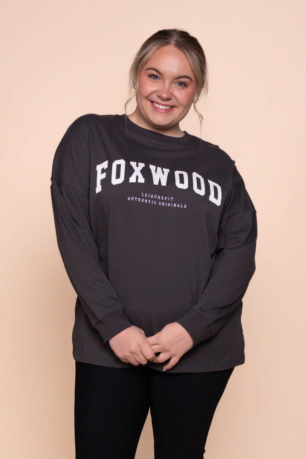 Interval Long Sleeve Top in Charcoal/White - Foxwood