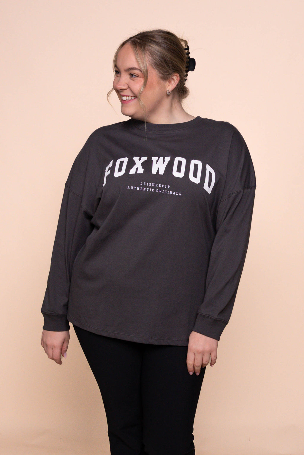 Interval Long Sleeve Top in Charcoal/White - Foxwood