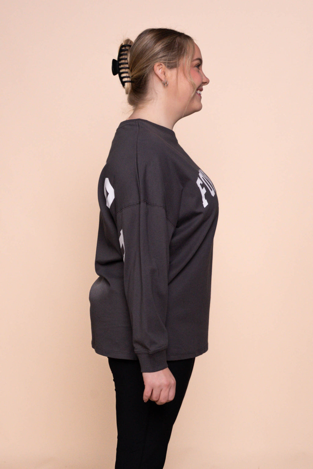 Interval Long Sleeve Top in Charcoal/White - Foxwood