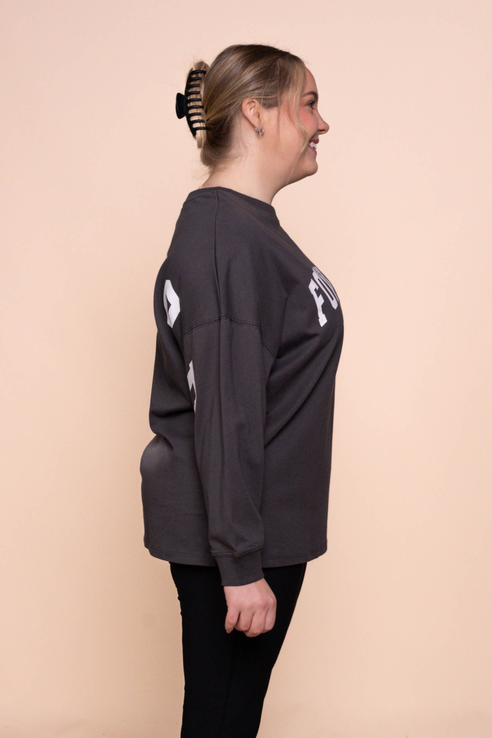 Interval Long Sleeve Top in Charcoal/White - Foxwood