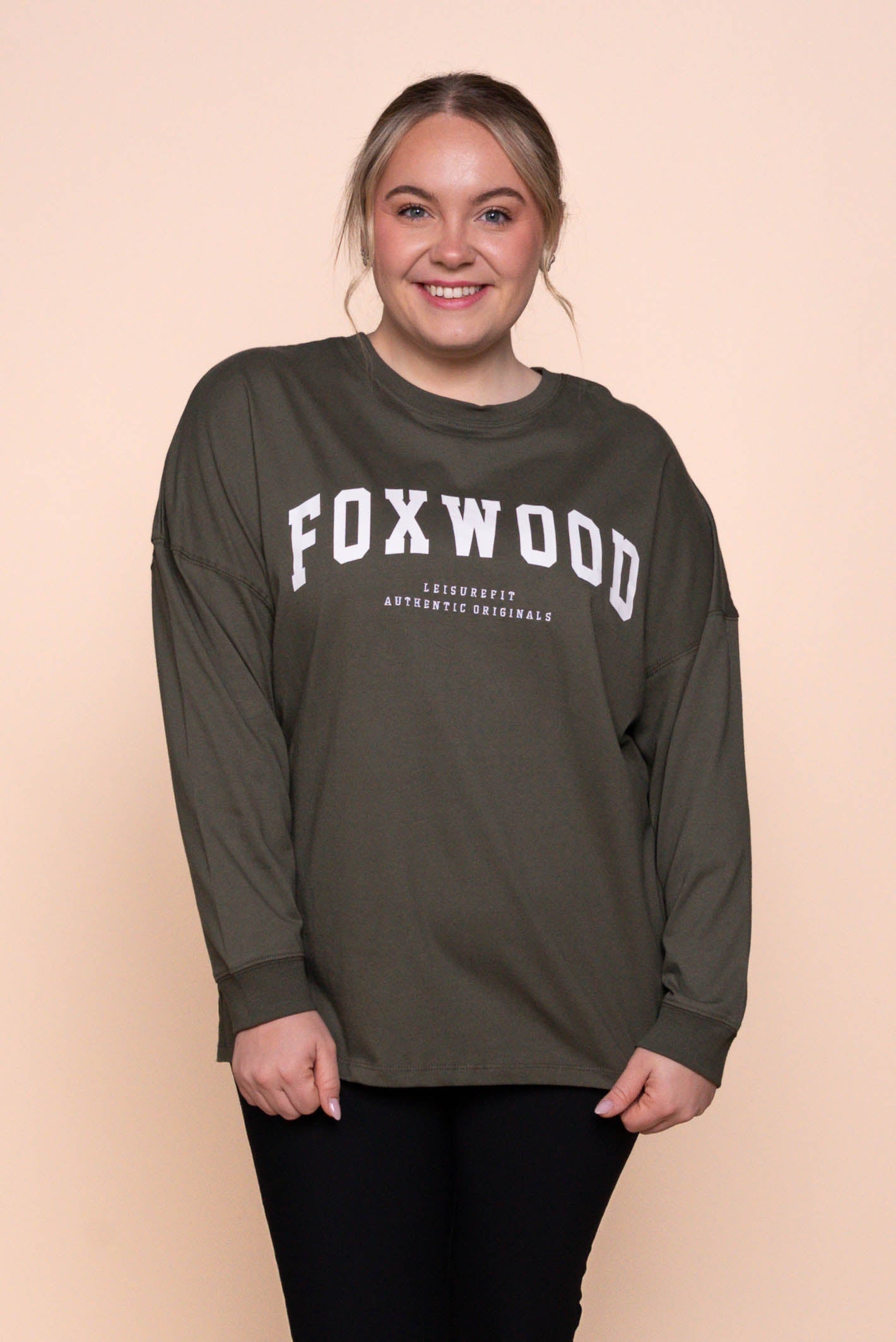 Interval Long Sleeve Top in Khaki/White - Foxwood