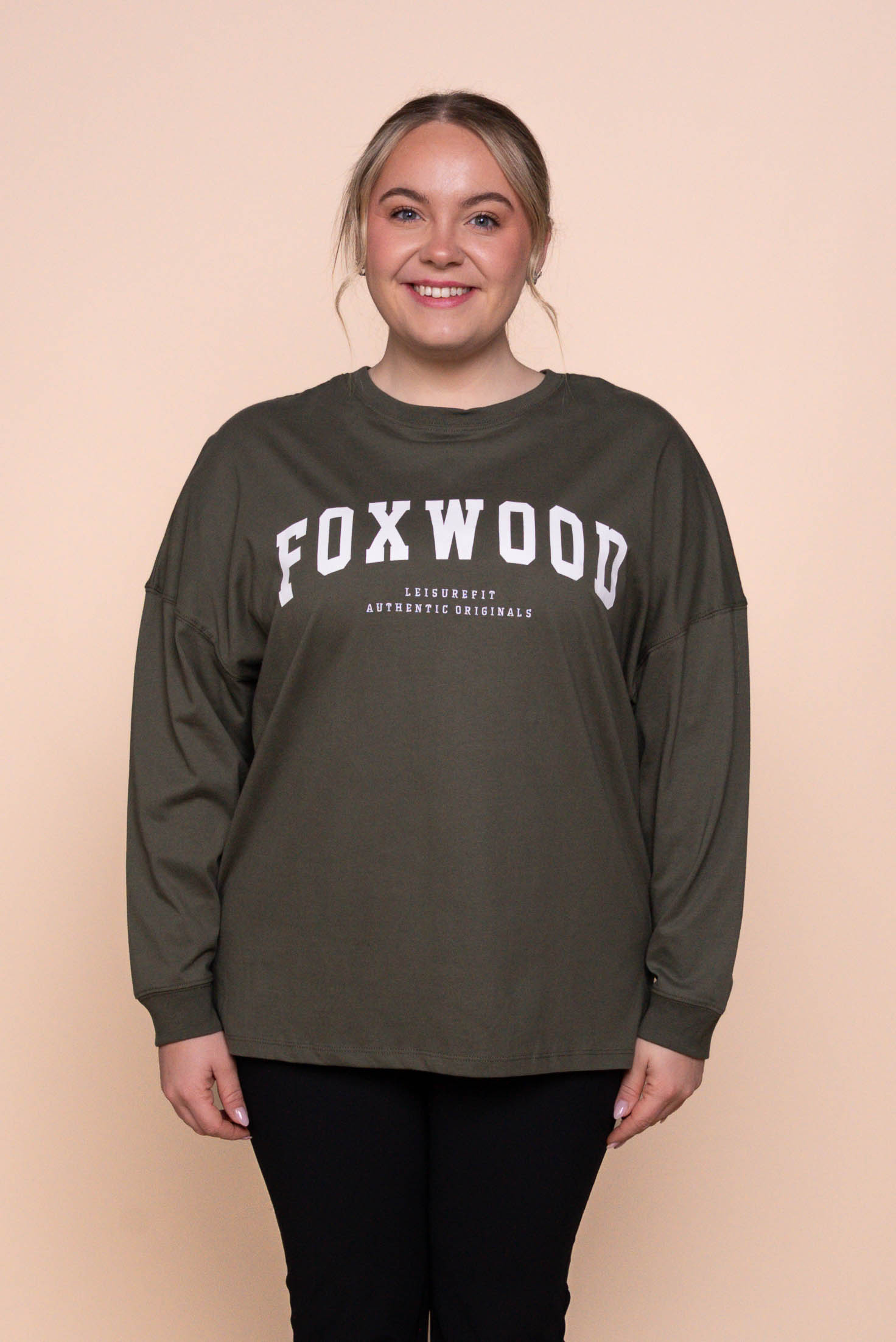 Interval Long Sleeve Top in Khaki/White - Foxwood