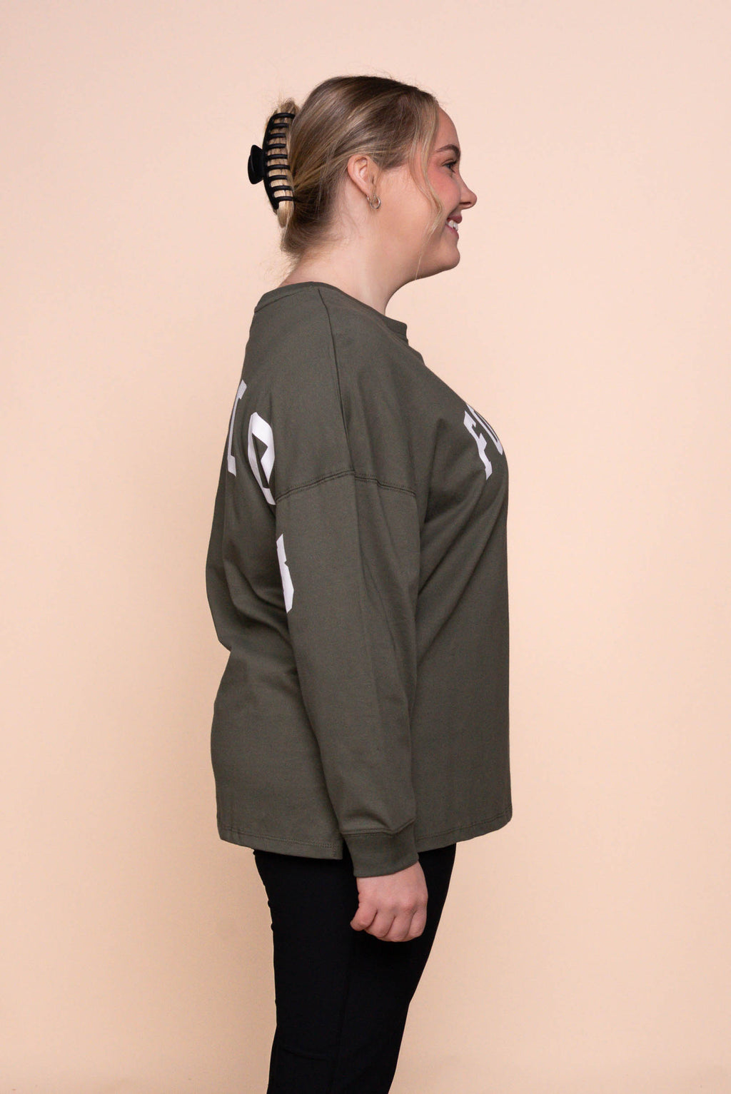 Interval Long Sleeve Top in Khaki/White - Foxwood