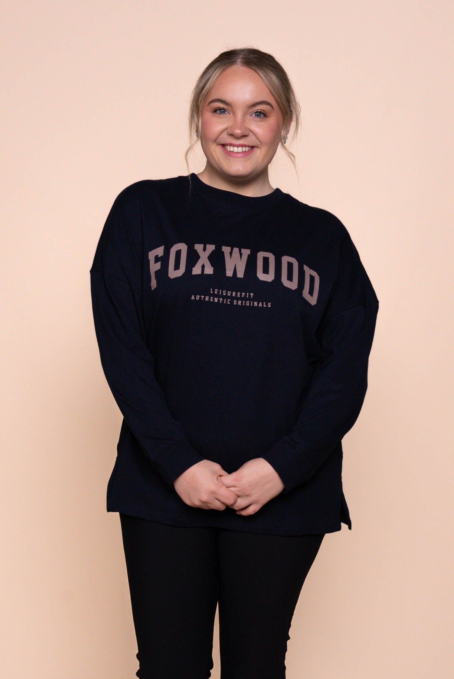 Interval Long Sleeve Top in Navy/Brown - Foxwood