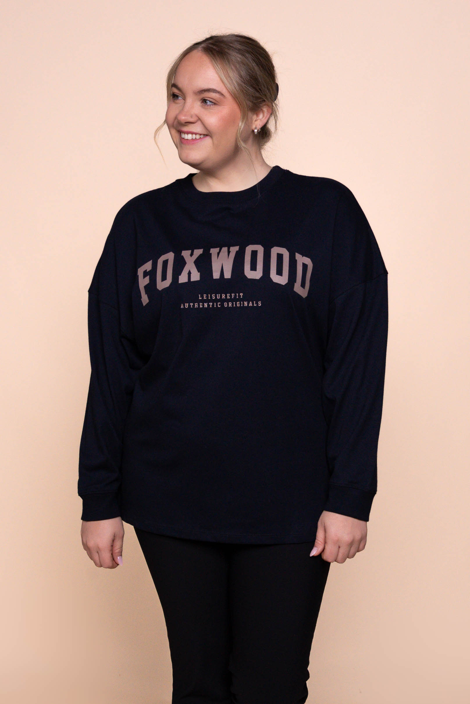 Interval Long Sleeve Top in Navy/Brown - Foxwood