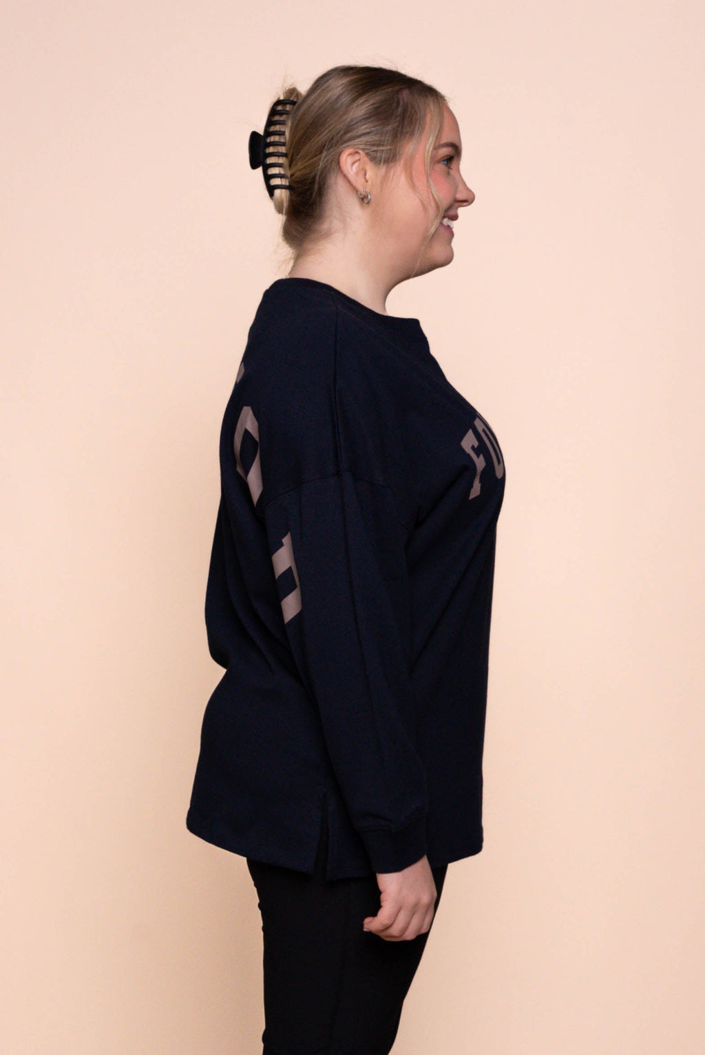 Interval Long Sleeve Top in Navy/Brown - Foxwood