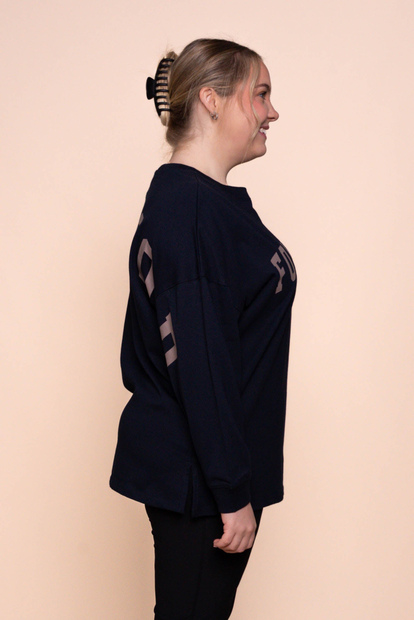 Interval Long Sleeve Top in Navy/Brown - Foxwood