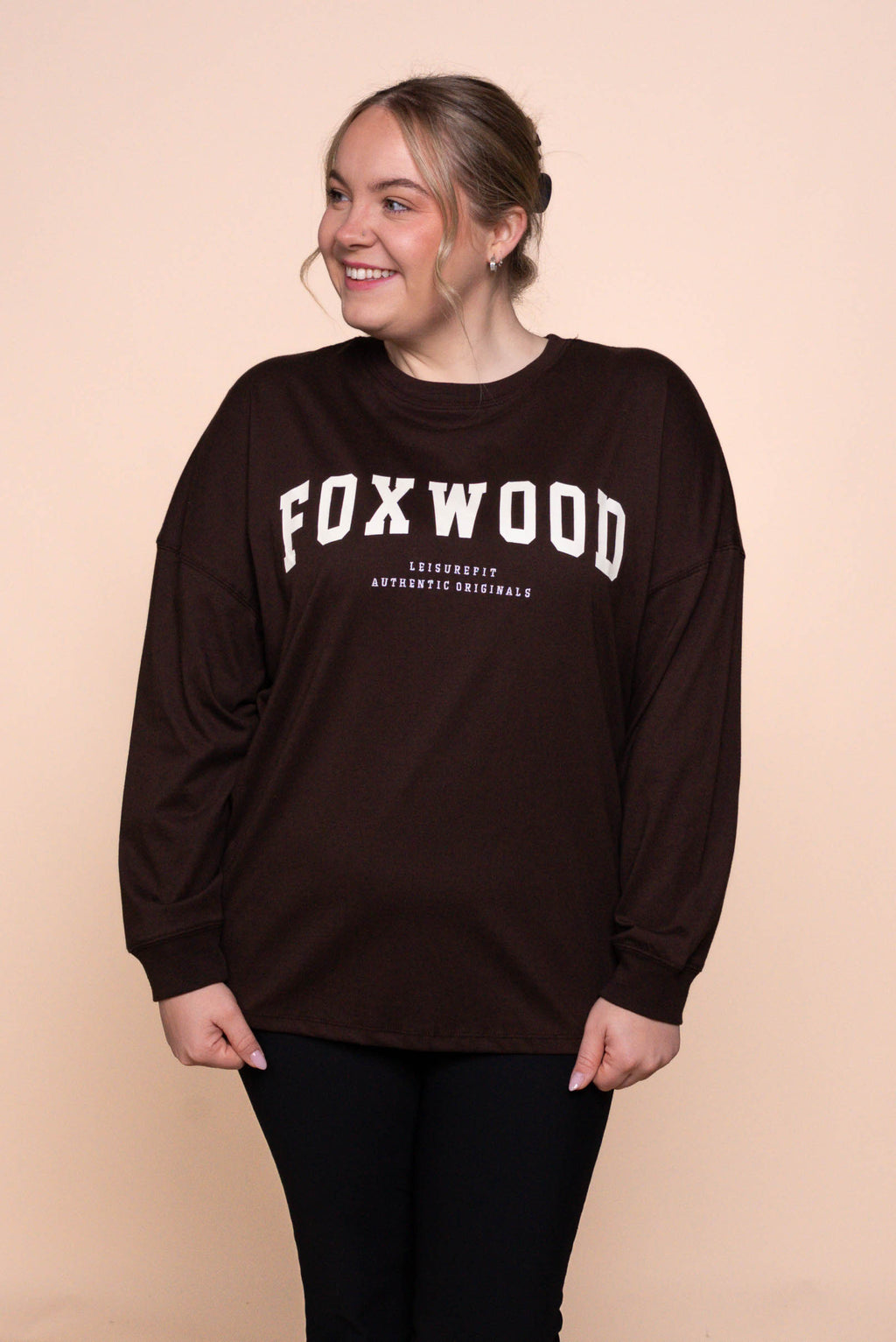 Interval Long Sleeve Top in Coffee Bean/Vintage White - Foxwood