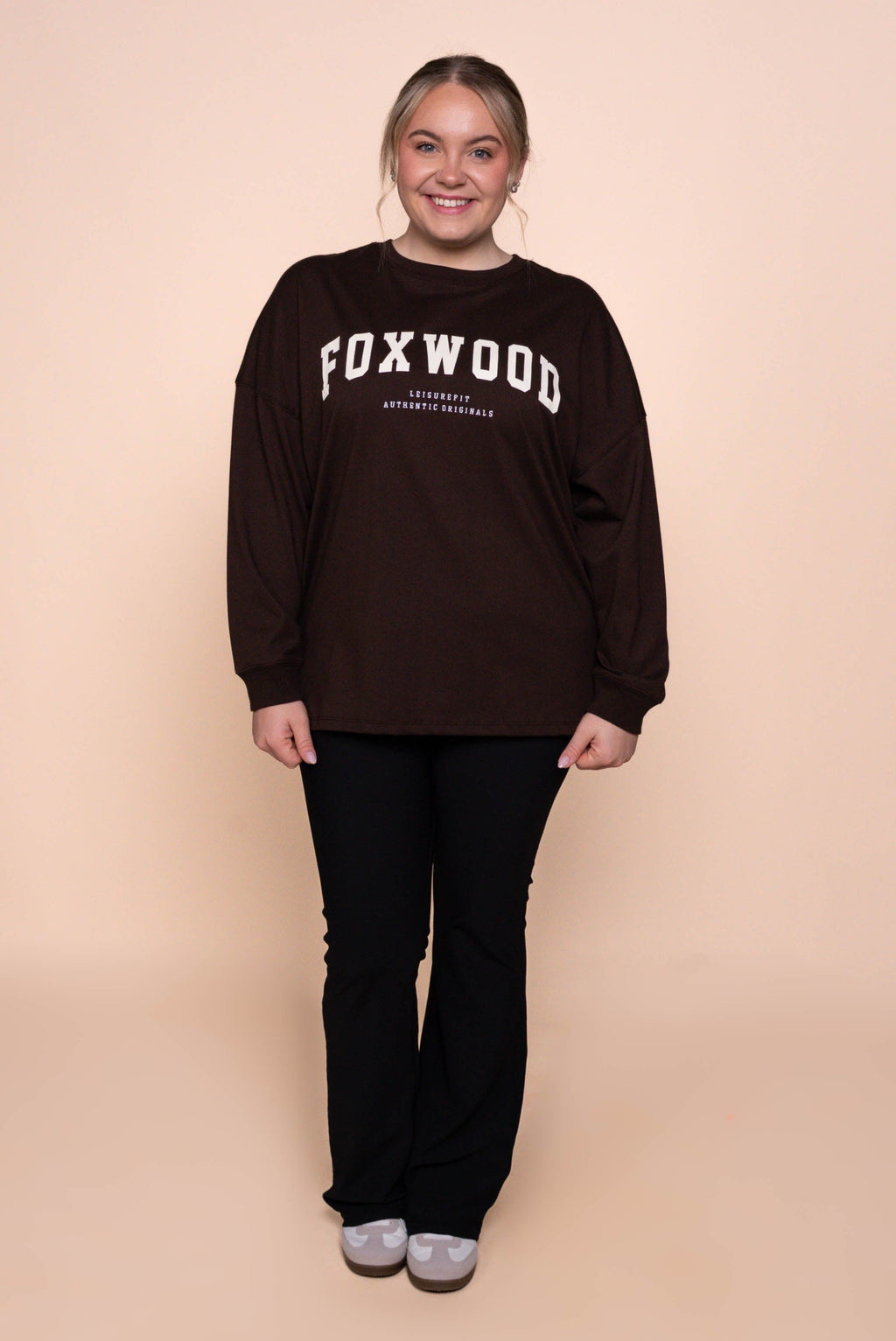 Interval Long Sleeve Top in Coffee Bean/Vintage White - Foxwood