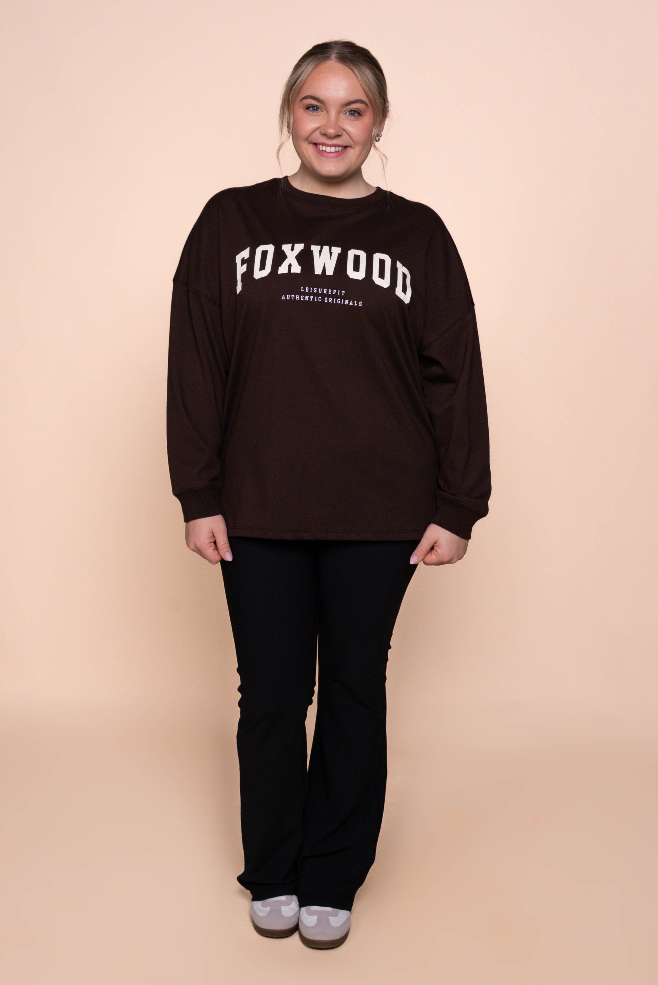 Interval Long Sleeve Top in Coffee Bean/Vintage White - Foxwood