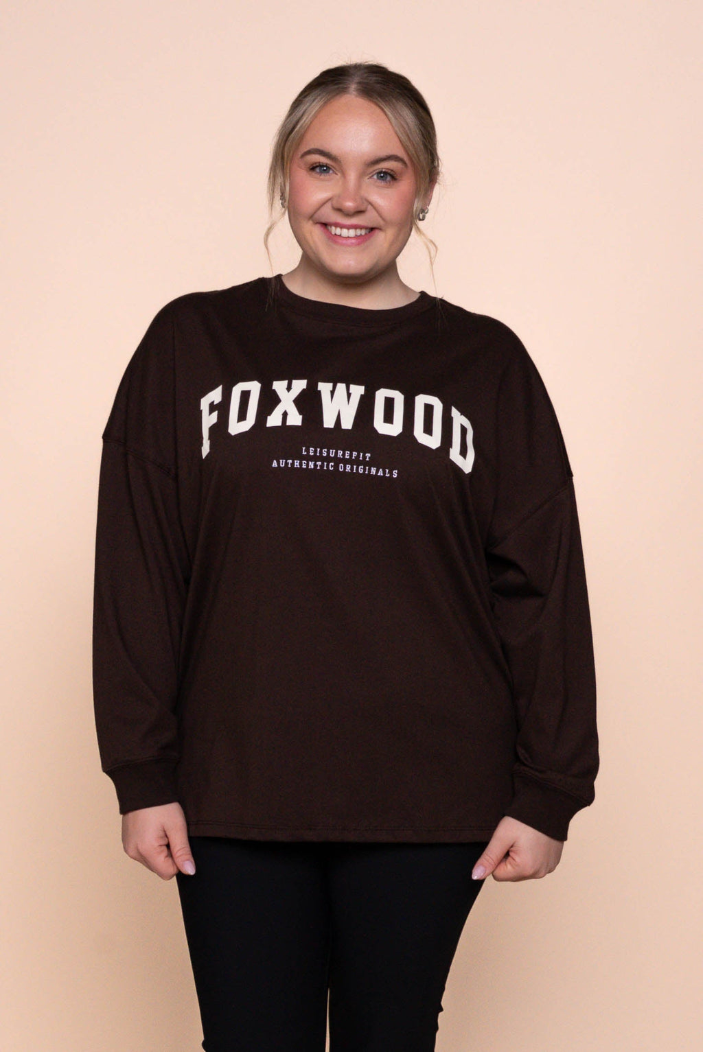 Interval Long Sleeve Top in Coffee Bean/Vintage White - Foxwood