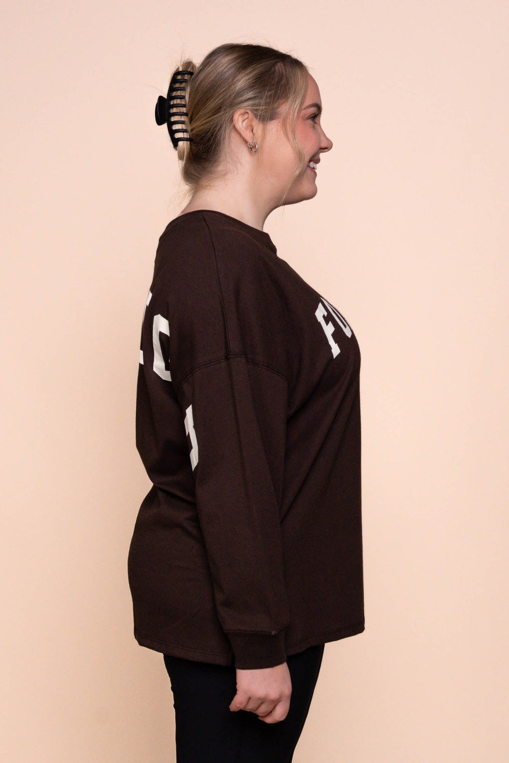 Interval Long Sleeve Top in Coffee Bean/Vintage White - Foxwood